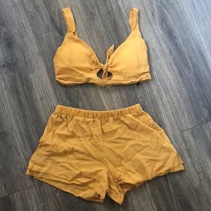 mustard yellow two piece set
